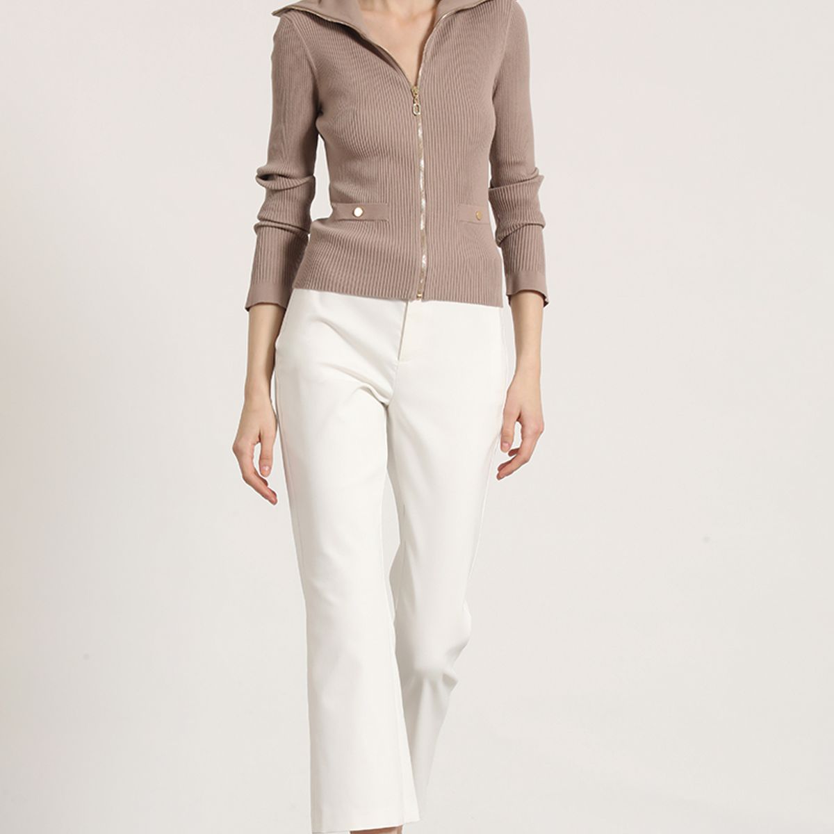 LIOLA - Cardigan punto con cierre Liola mujer topo