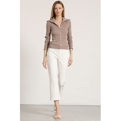 Imagen 2 del producto Cardigan punto con cierre mujer topo