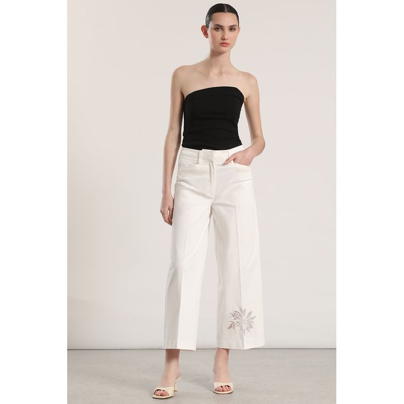 LIOLA - Pantalón ancho bordado liola mujer crudo