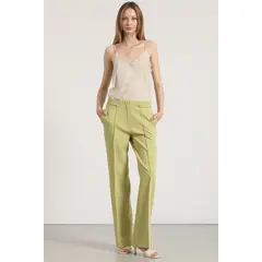 LIOLA - Pantalón recto aplicación mujer pistacho