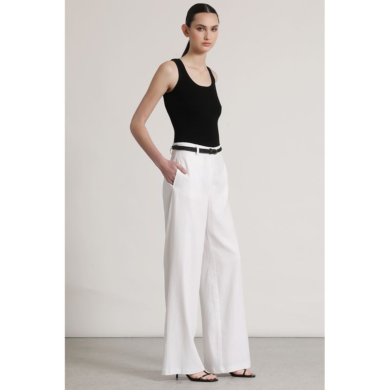 LIOLA - Pantalón ancho cinturón lino liola mujer crudo