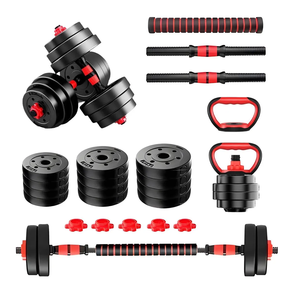 GENERICO - Set Mancuerna ajustable 20kl Pesa Rusa, Barra Extension Marca Okaeri - Negro
