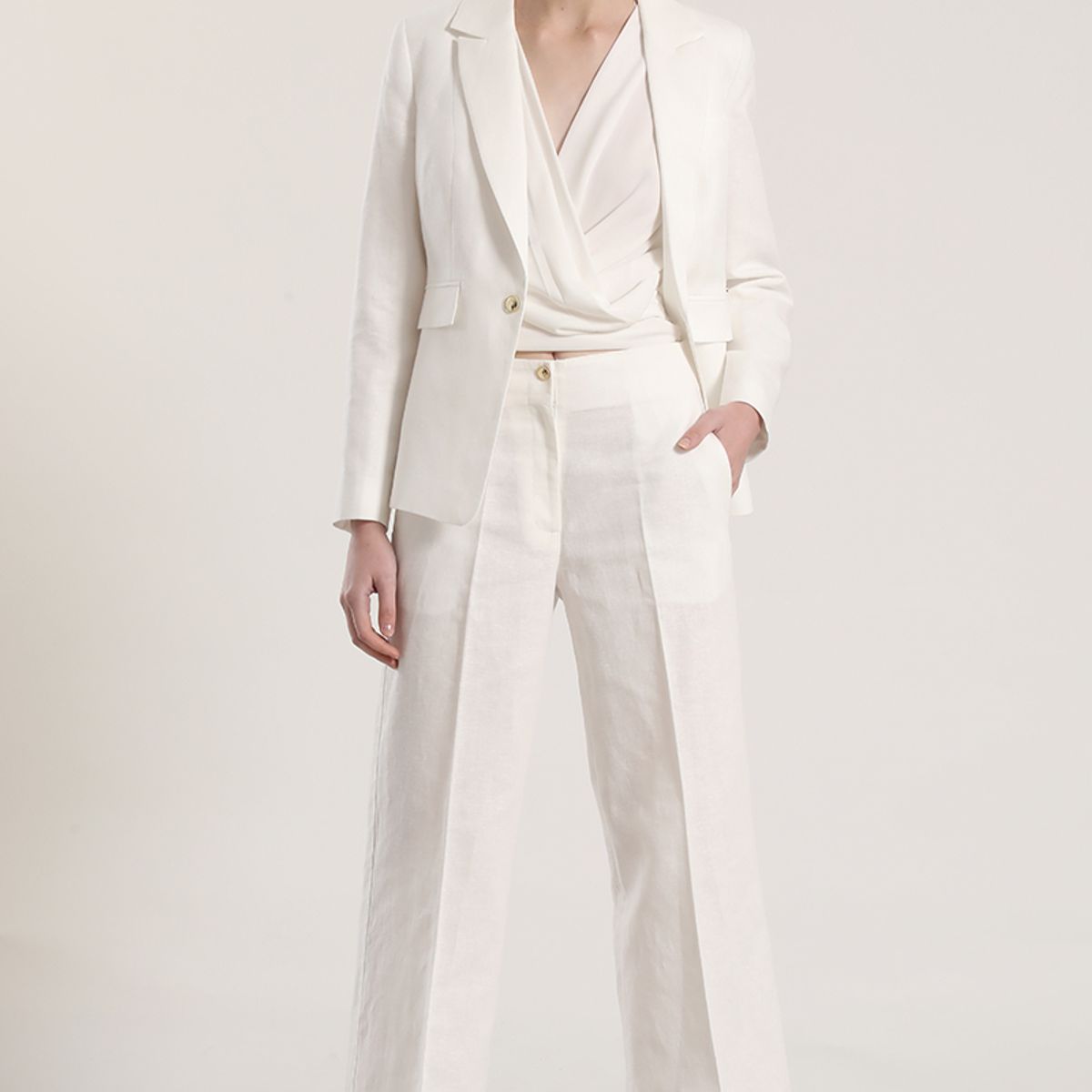 LIOLA - Pantalón ancho lino liola mujer crudo