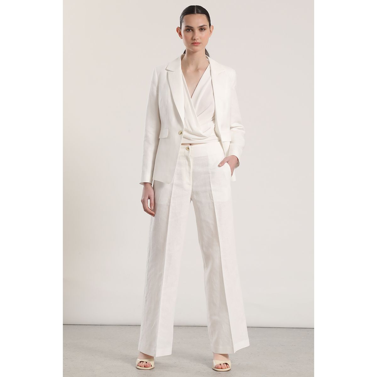 LIOLA - Pantalón ancho lino liola mujer crudo