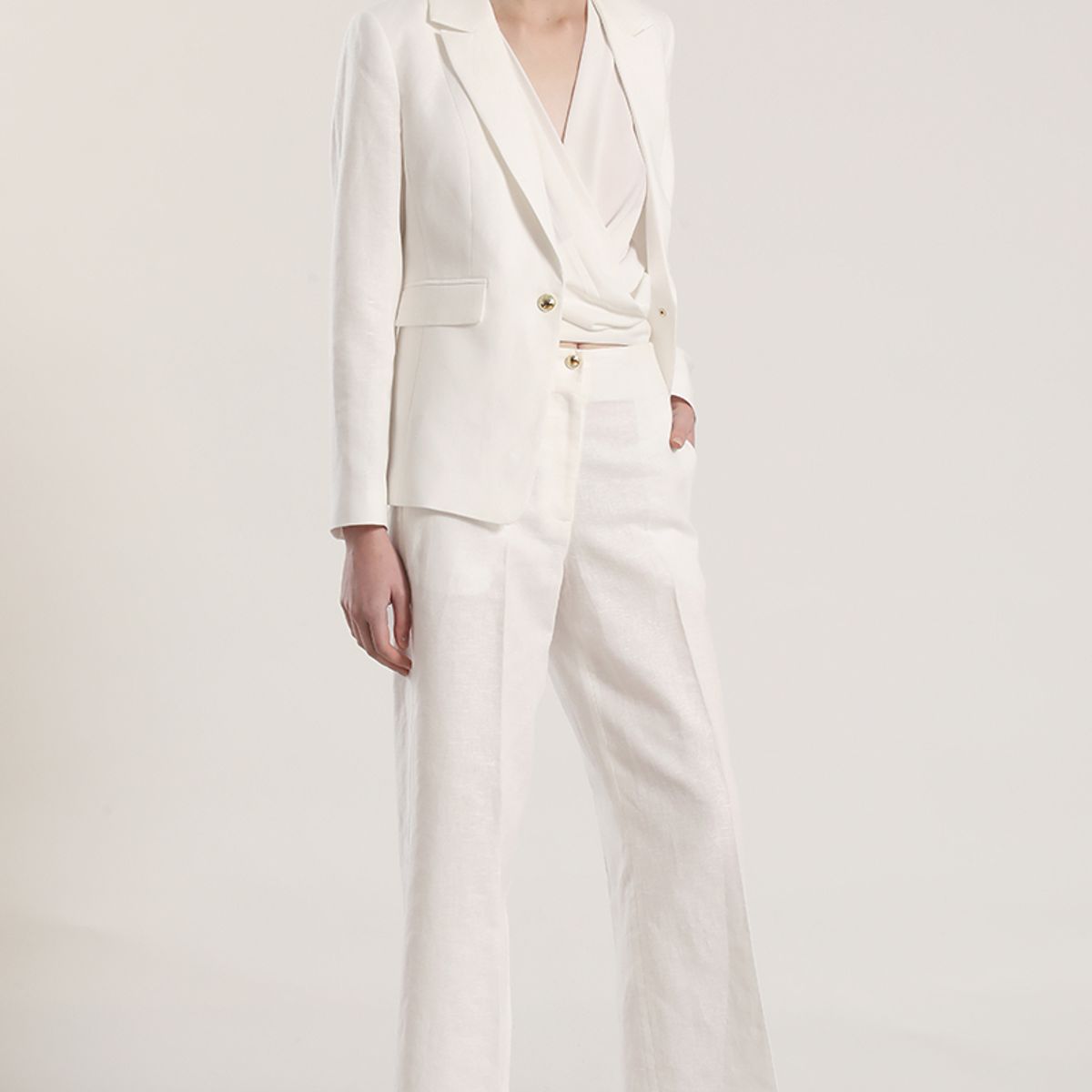 LIOLA - Pantalón ancho lino liola mujer crudo