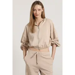 LIOLA - Chaqueta bomber con capucha mujer beige