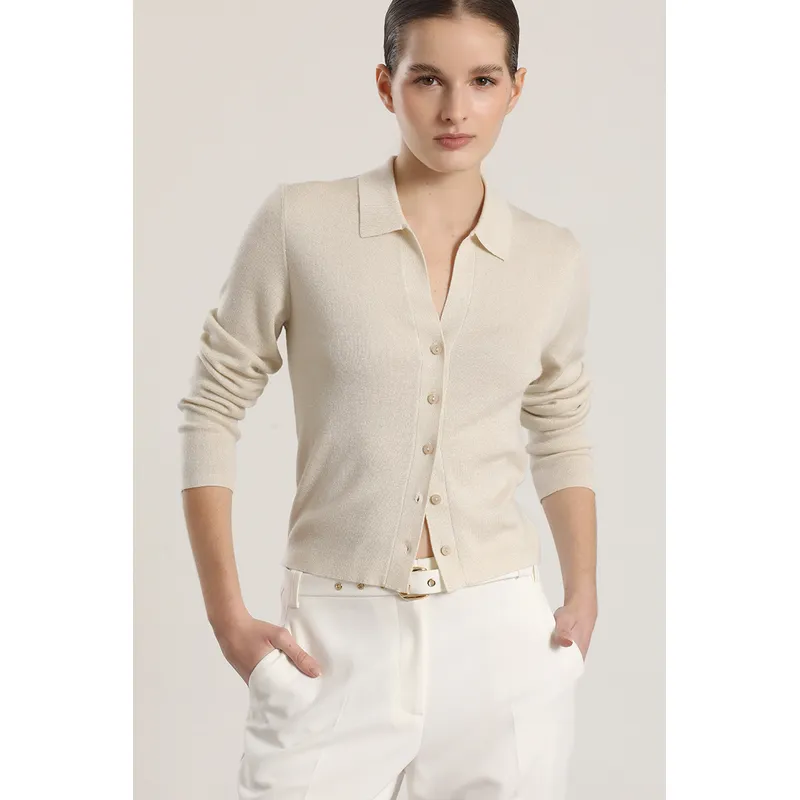 LIOLA - Cardigan tejido lurex liola mujer beige