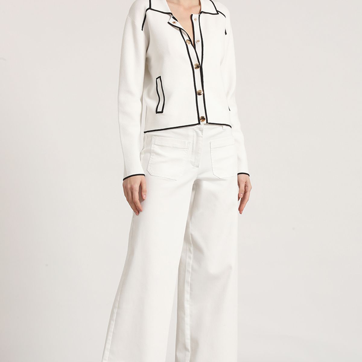 LIOLA - Chaqueta punto contratono Liola mujer crudo