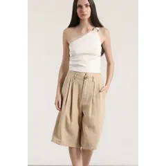 LIOLA - Bermuda con pliegue mujer beige