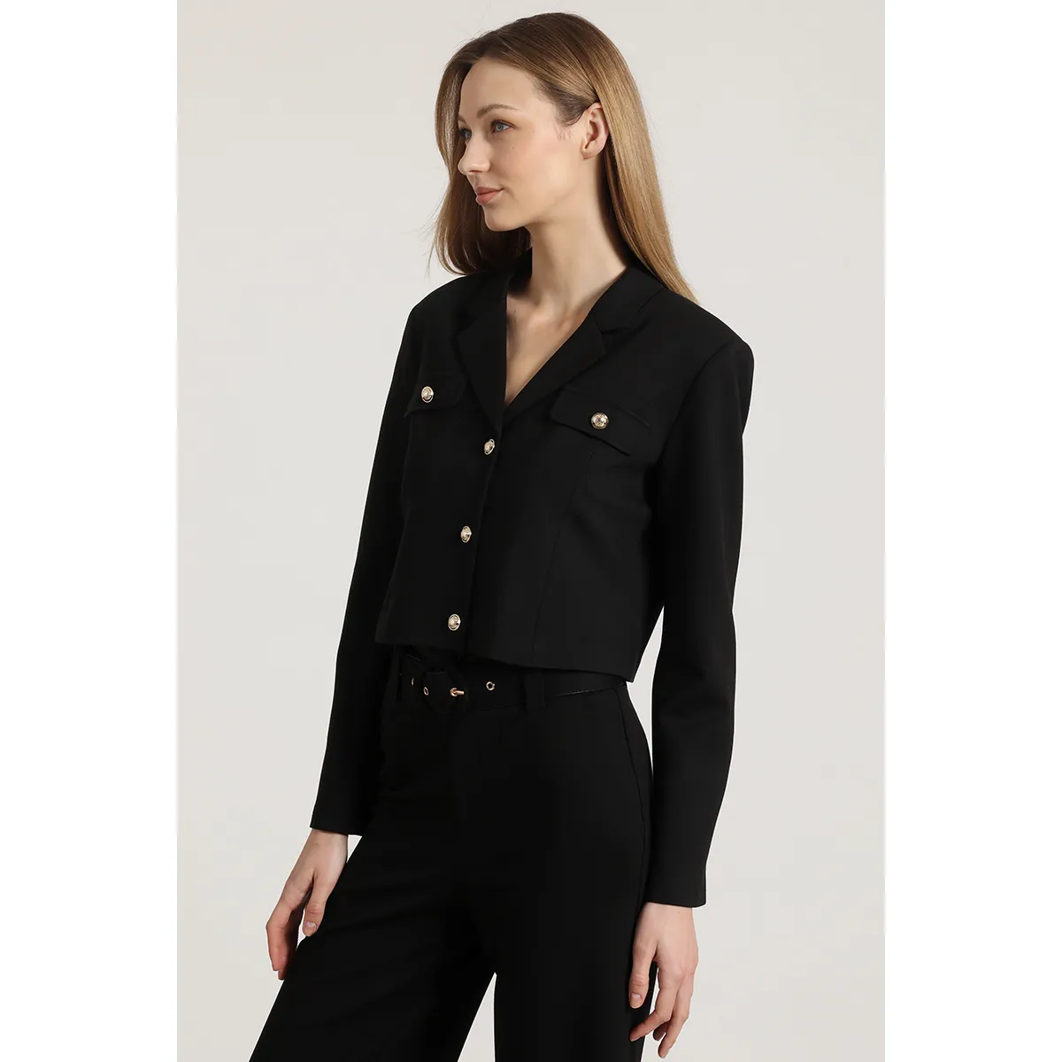 LIOLA - Chaqueta cropped Liola mujer negro
