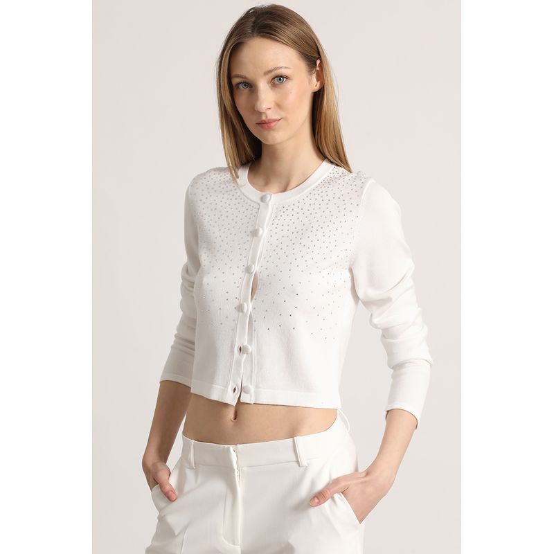 LIOLA - Cardigan tejido strass liola mujer crudo