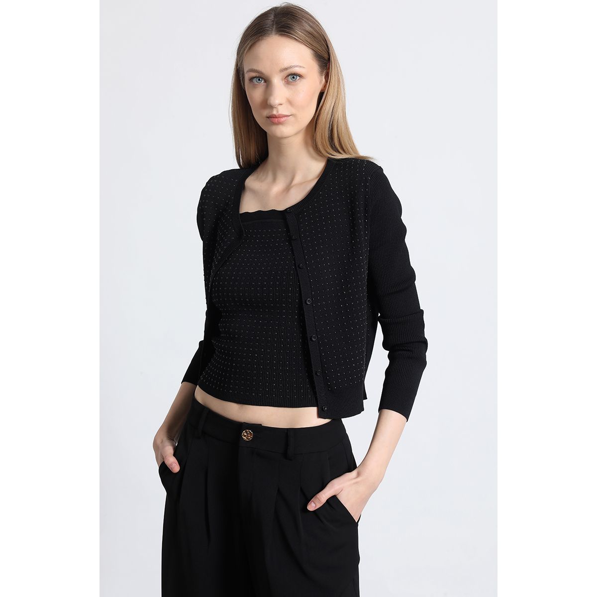 LIOLA - Cardigan tejido liola mujer negro