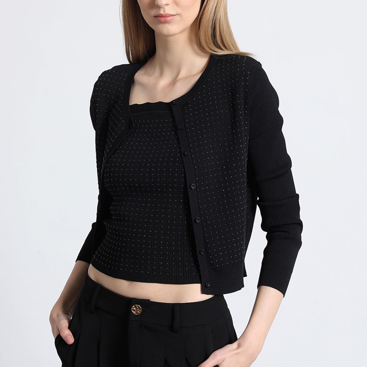 LIOLA - Cardigan tejido liola mujer negro