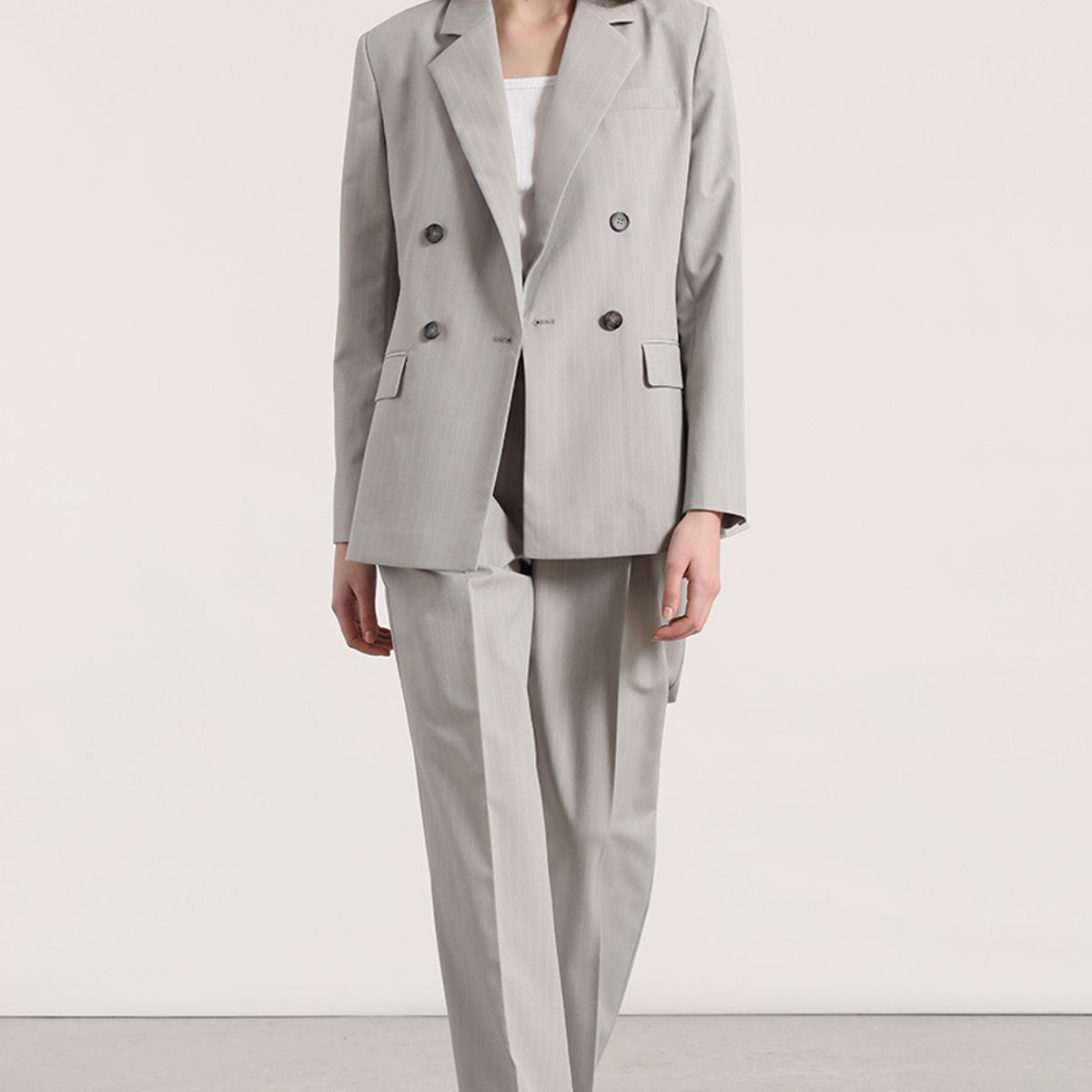 LIOLA - Pantalón ancho con pinza liola mujer gris