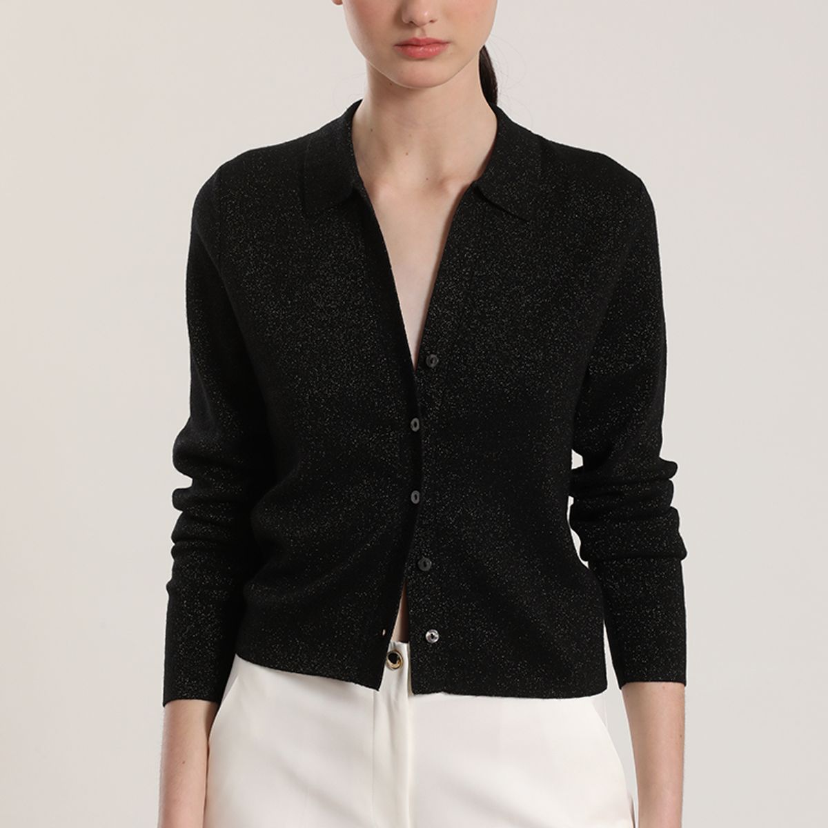 LIOLA - Cardigan tejido lurex liola mujer negro