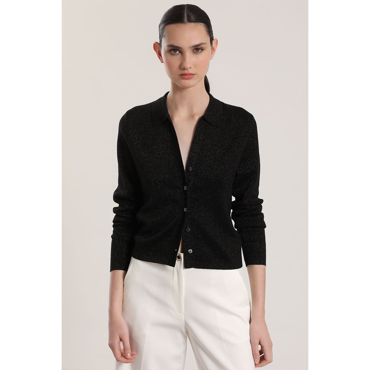 LIOLA - Cardigan tejido lurex liola mujer negro