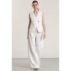 LIOLA - Pantalón palazzo lino mujer crudo