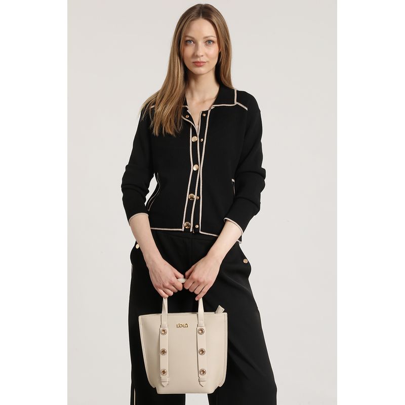 LIOLA - Chaqueta punto contratono Liola mujer negro