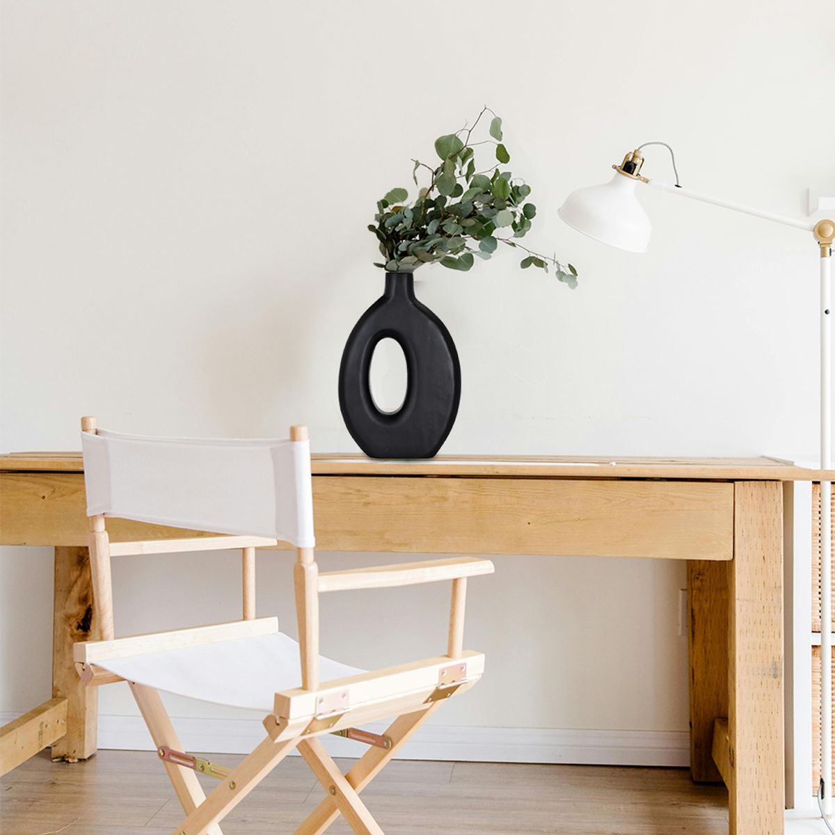 EGLO - Adorno Jarrón de madera MELOBODY Negro 23×7×34cm