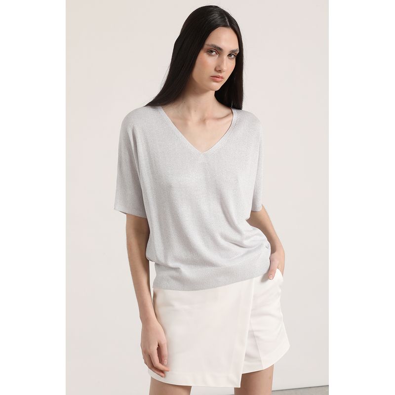 LIOLA - Tejido punto metalizado liola mujer gris