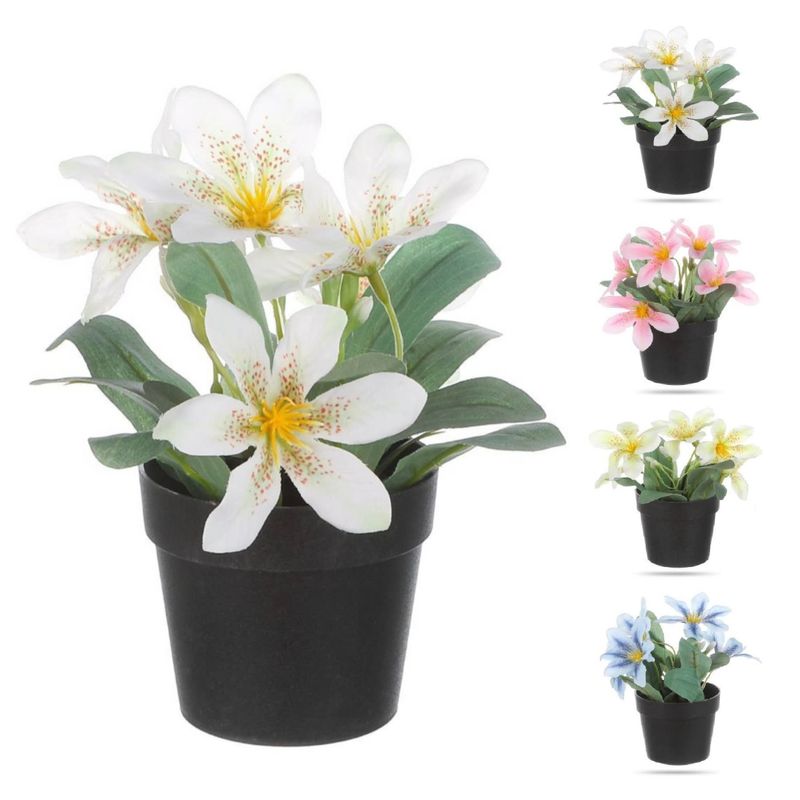 HOMEY - Pack 4 de Macetas Decorativas Homey Con Flor Artificial,15*10cm,4 Color Surtido
