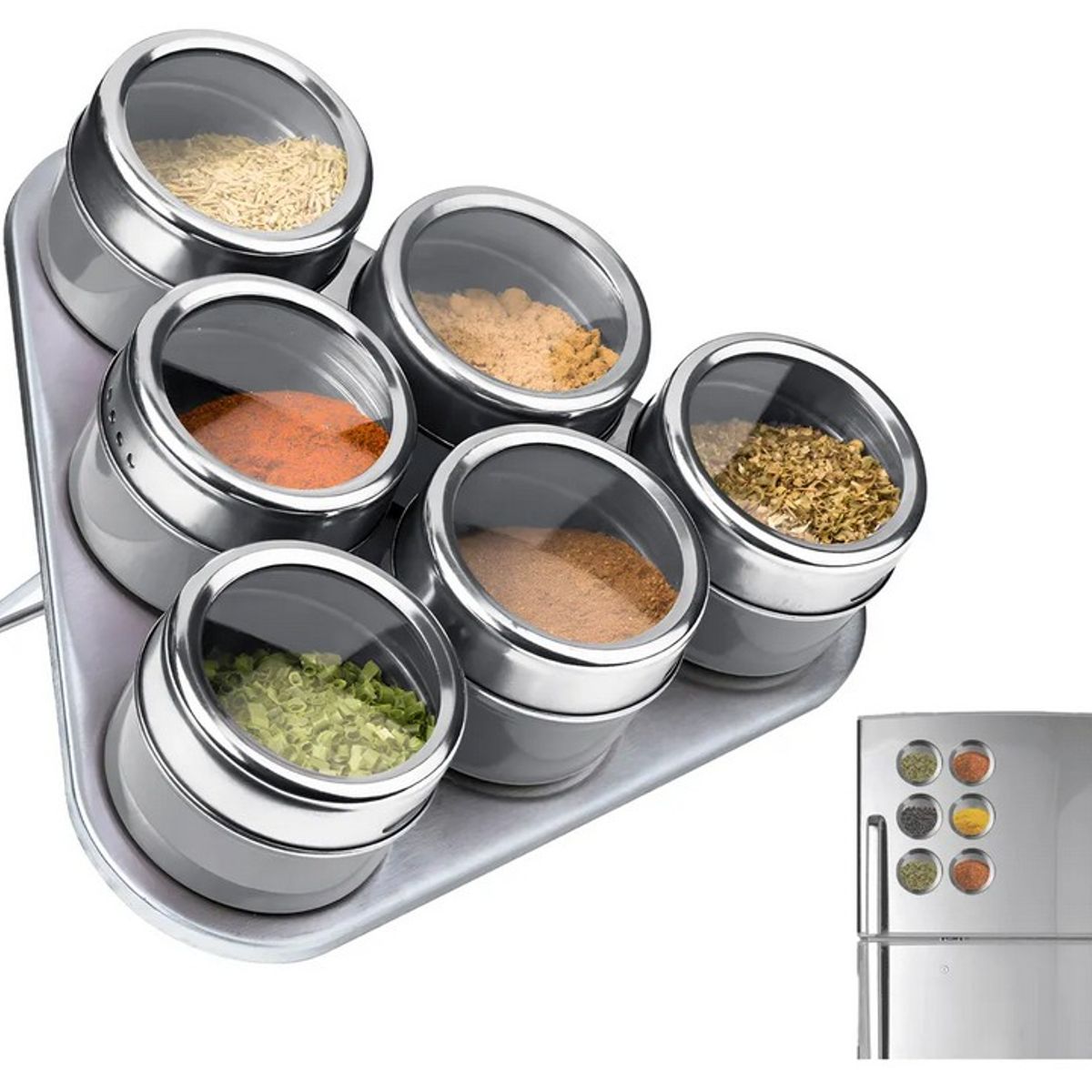 GENERICO - Set 6 Condimenteros Especiero Con Iman De Acero Inoxidable  Magnetico