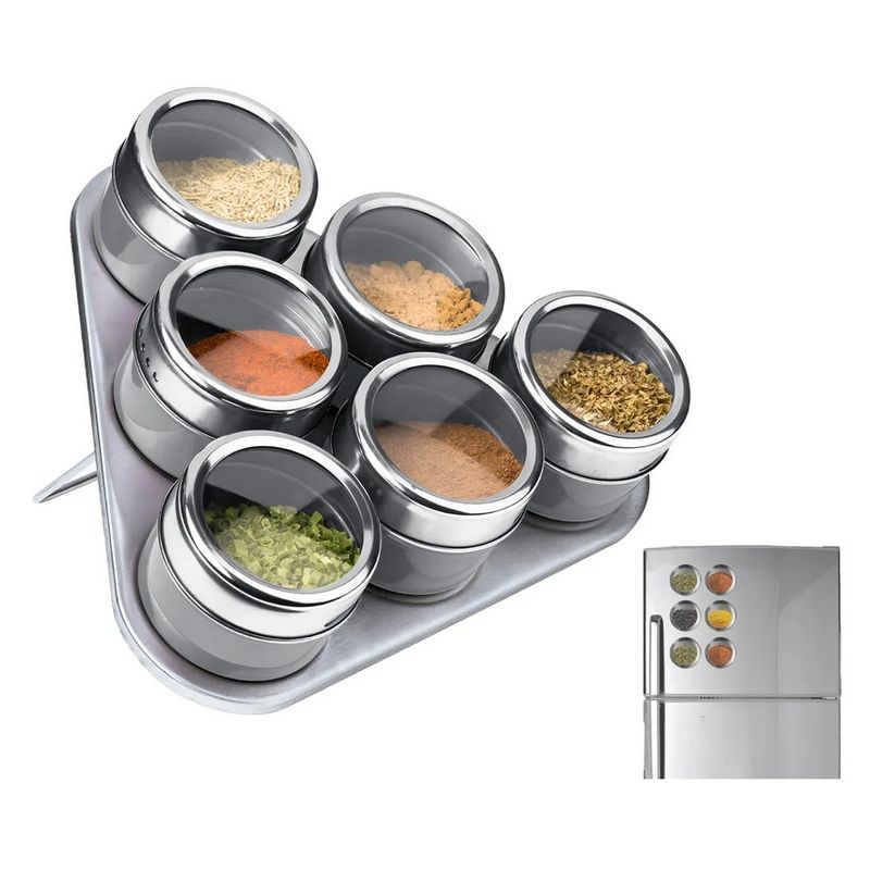 GENERICO - Set 6 Condimenteros Especiero Con Iman De Acero Inoxidable  Magnetico