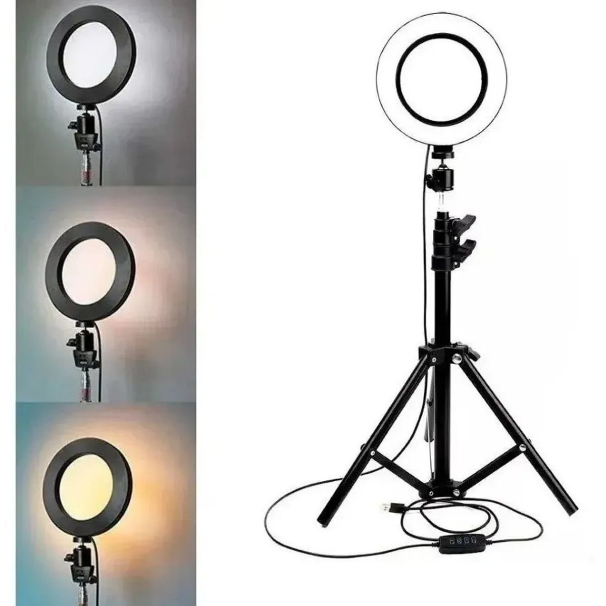 GENERICO - ANILLO ARO LUZ LED FOTOGRAFÍA 26 CM CON TRÍPODE AJUSTABLE