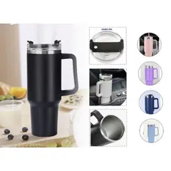 GENERICO - Taza Portátil De Acero Inoxidable Liso Celeste