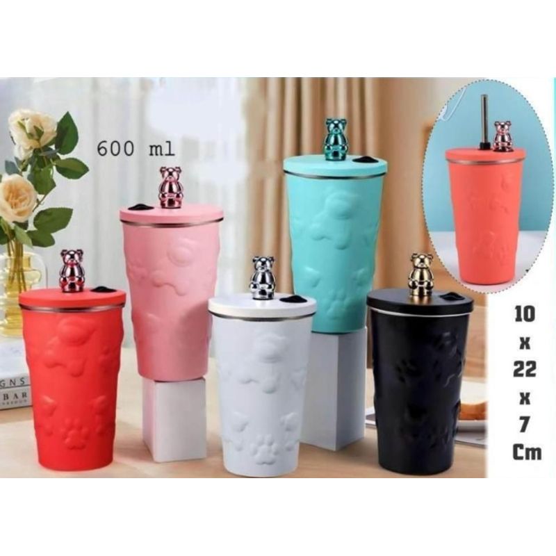 GENERICO - Vaso Termo Osito 600ml Color Rojo