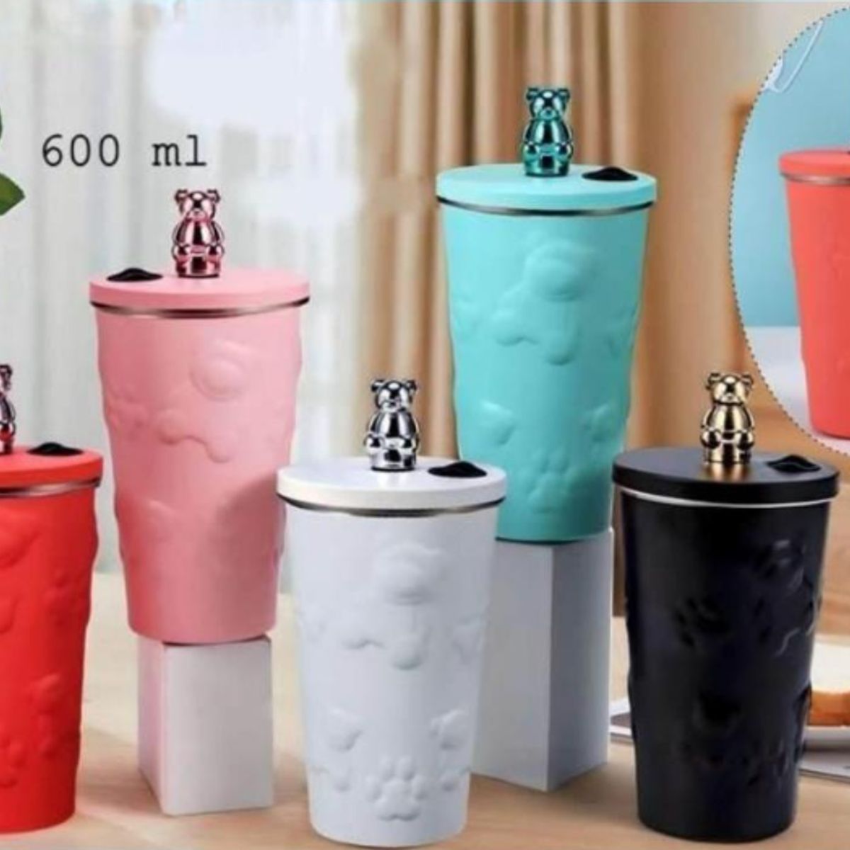 Vaso Termo Osito 600ml Color Blanco, marca GENERICO - Foto Principal