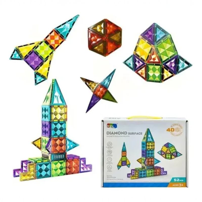 ANGELES DEL HOGAR - JUEGO DE BLOQUES MAGNETICOS 52 PIEZAS EN 4D DIAMOND