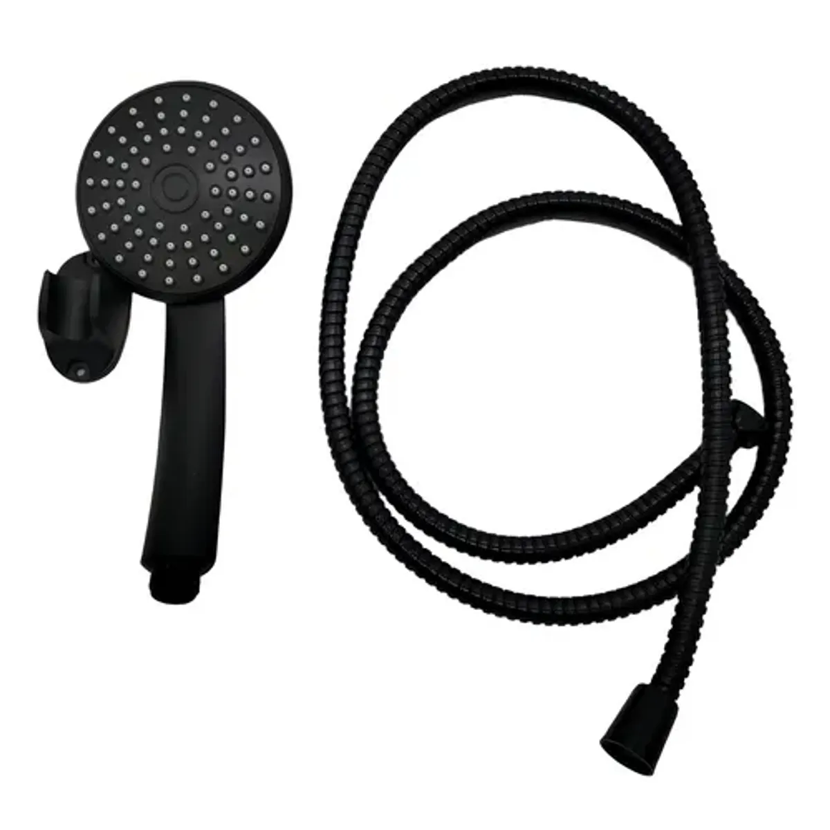 GENERICO - Kit Ducha Teléfono Plast Manguera Soporte Acero Inox Negro