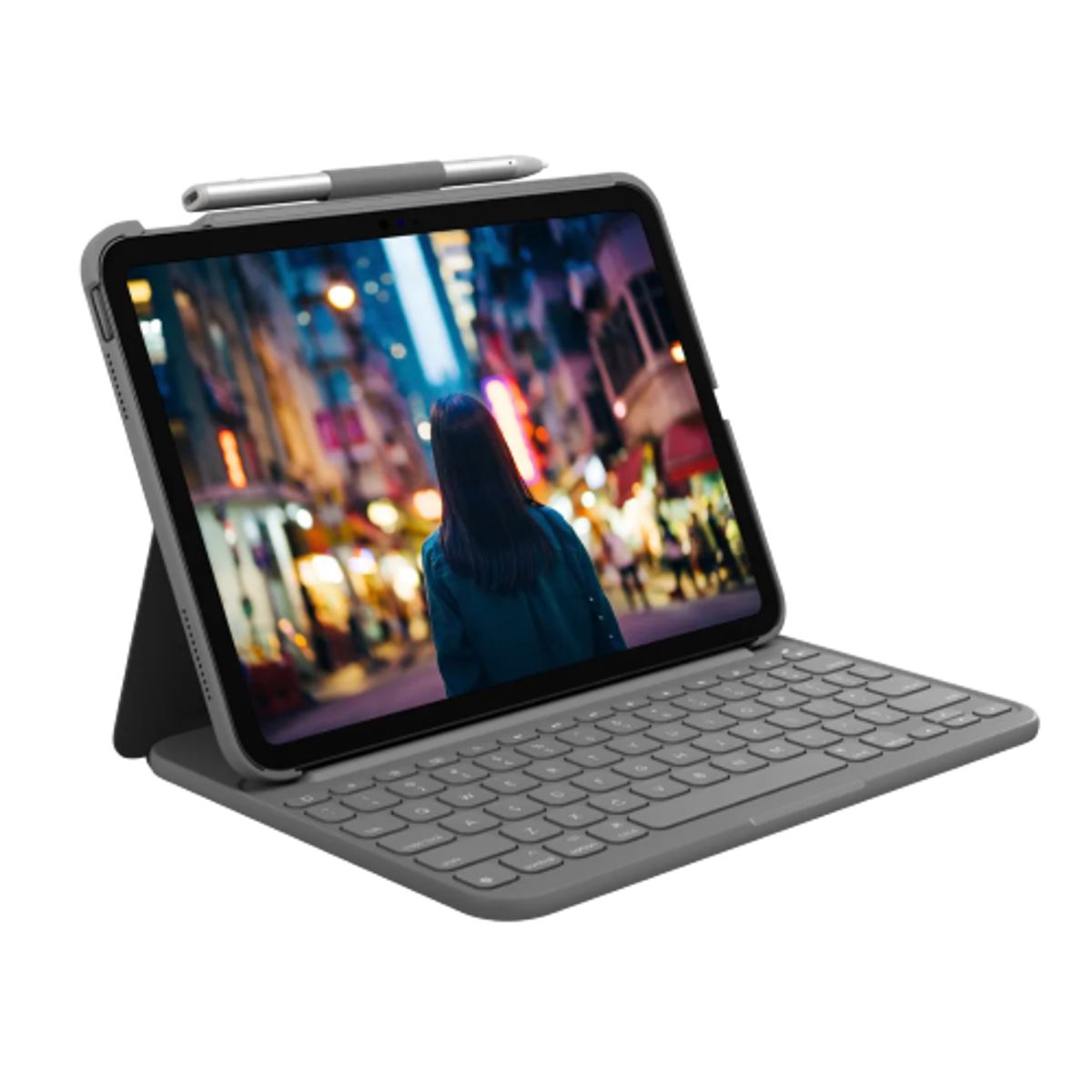 LOGITECH - Logitech Slim Folio Funda con Teclado para iPad 10ª Gen Bluetooth Gris