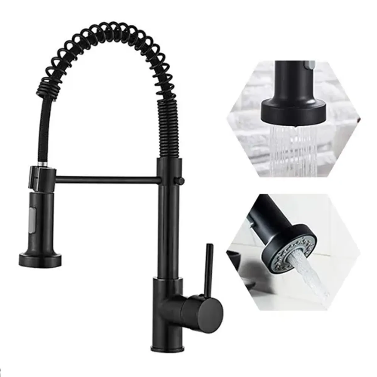 Grifo Llave Alta Monomando Cocina Rociador Flexible Negro, marca GENERICO - Foto 2