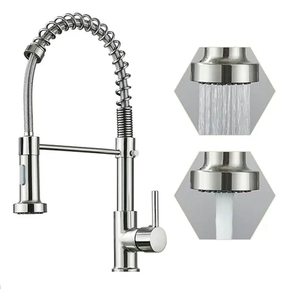 GENERICO - Llave Monomando Lavaplatos Cocina Grifo Flexible Plateado