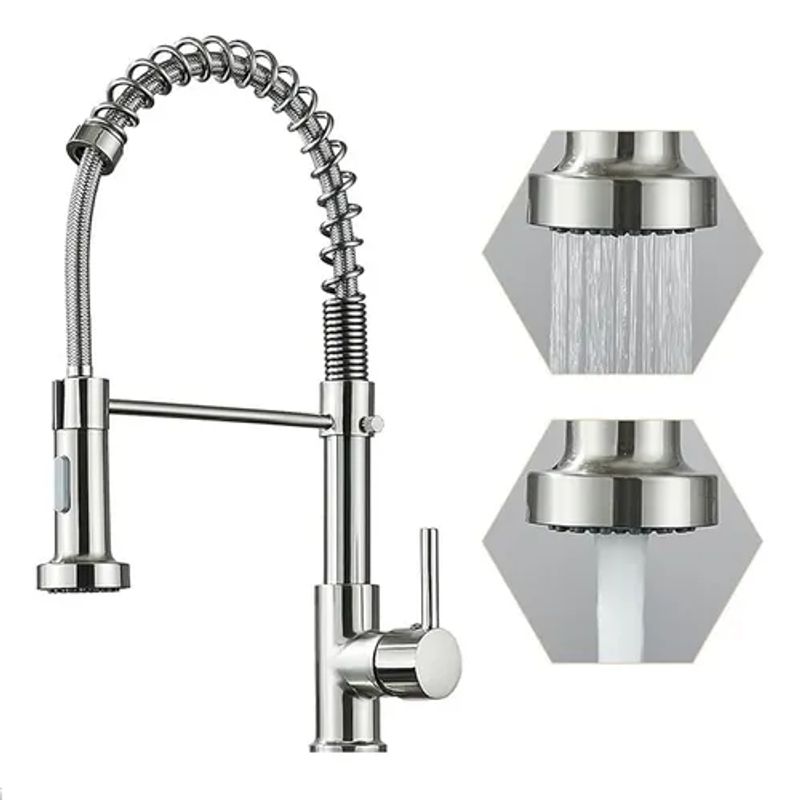 GENERICO - Llave Monomando Lavaplatos Cocina Grifo Flexible Plateado