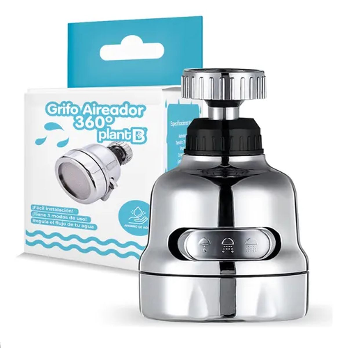 GENERICO - Boquilla Cabezal Giratorio Lavaplatos Plantb Color Plateado Brillante