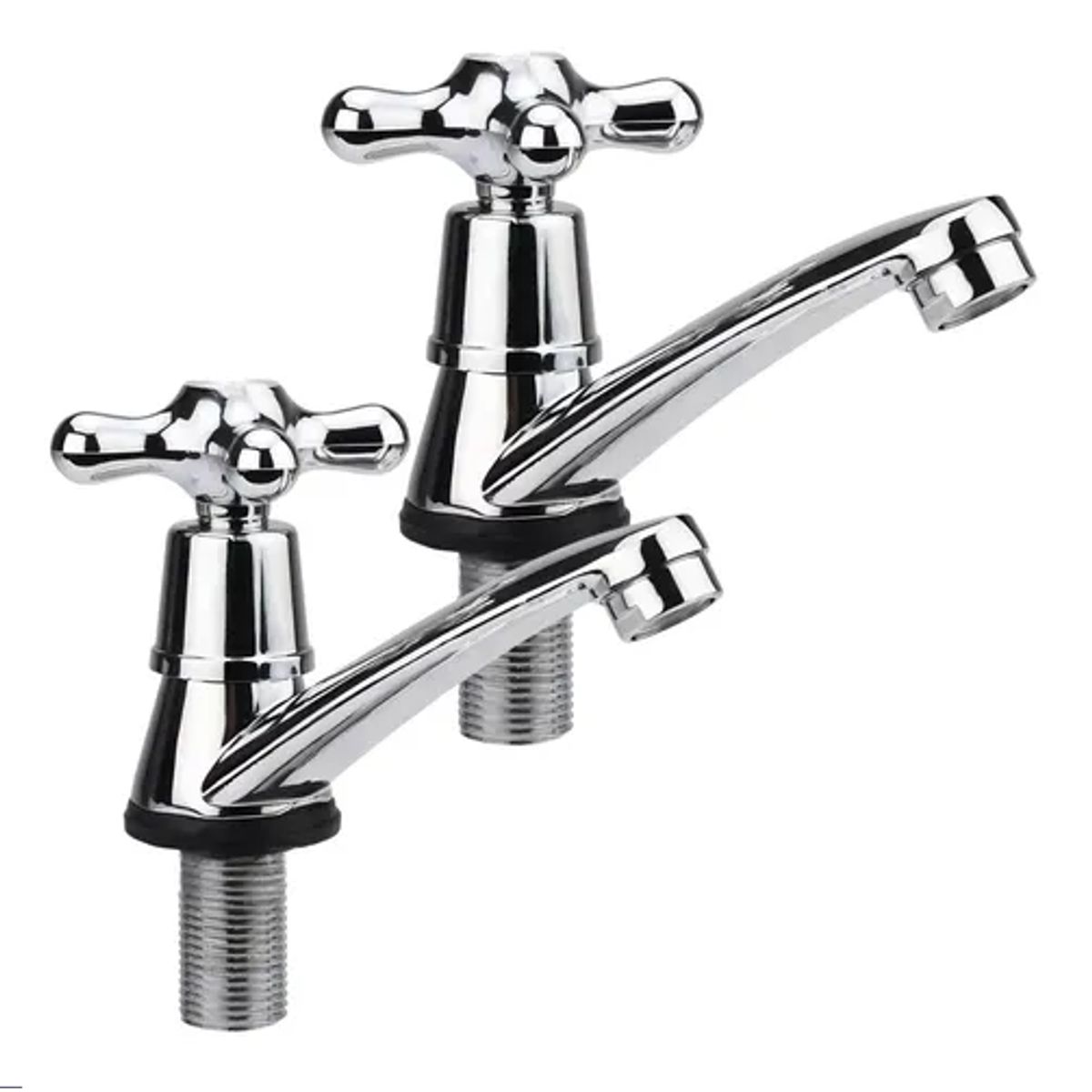 GENERICO - Llave Lavamanos Lavatorio Set De 2 Con Accesorios Gris