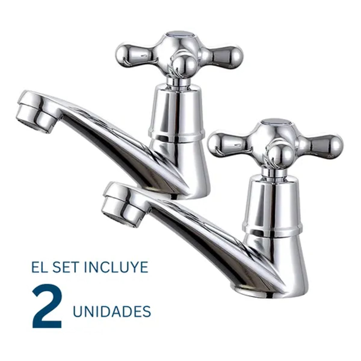GENERICO - Llave Lavamanos Lavatorio Set De 2 Con Accesorios Gris