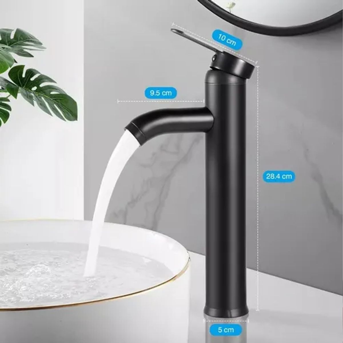GENERICO - Mezcladora Llave Para Fregadero Lavabo Baño + 2 Mangueras Negro