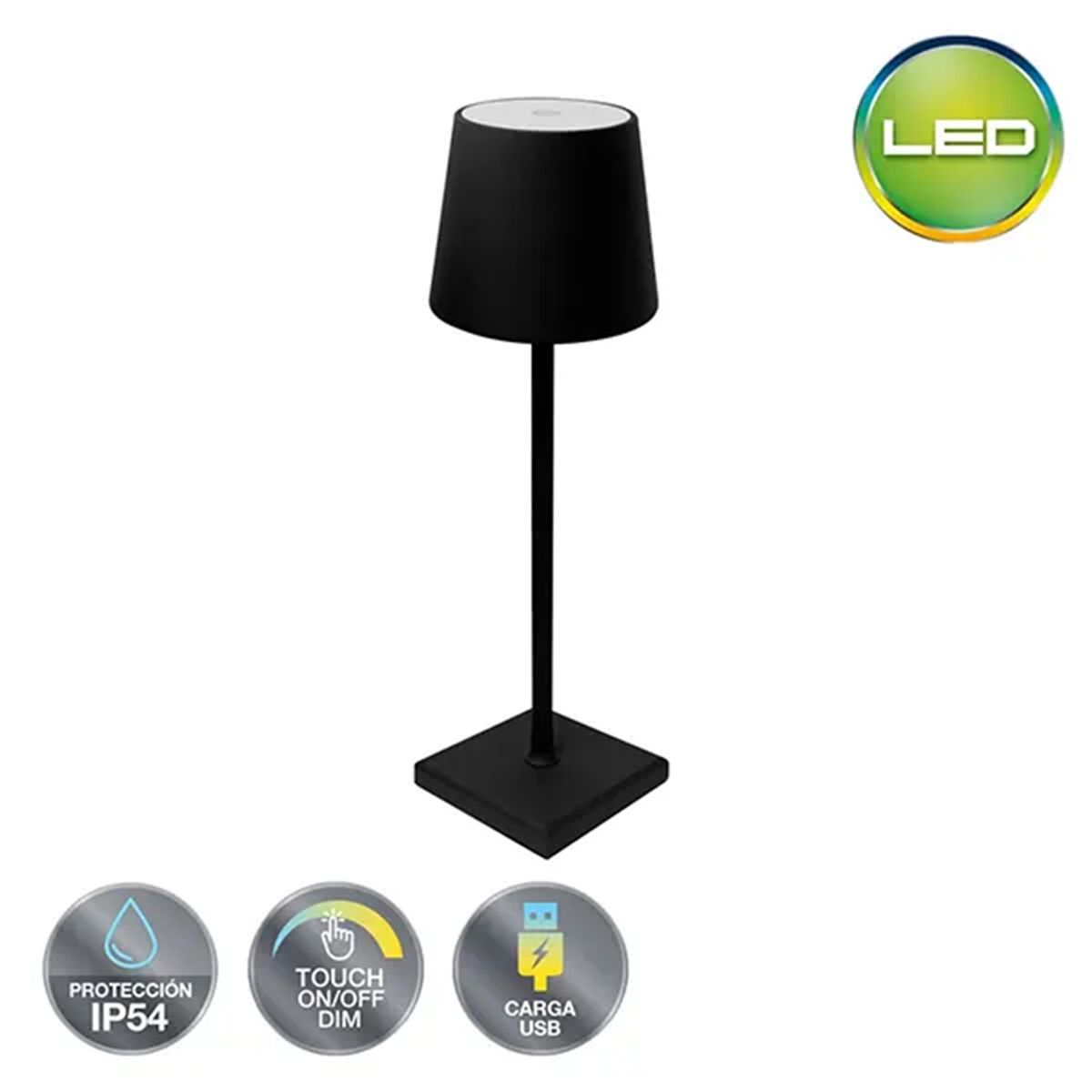 OEM - LAMPARA TOUCH RECARGABLE NEGRO