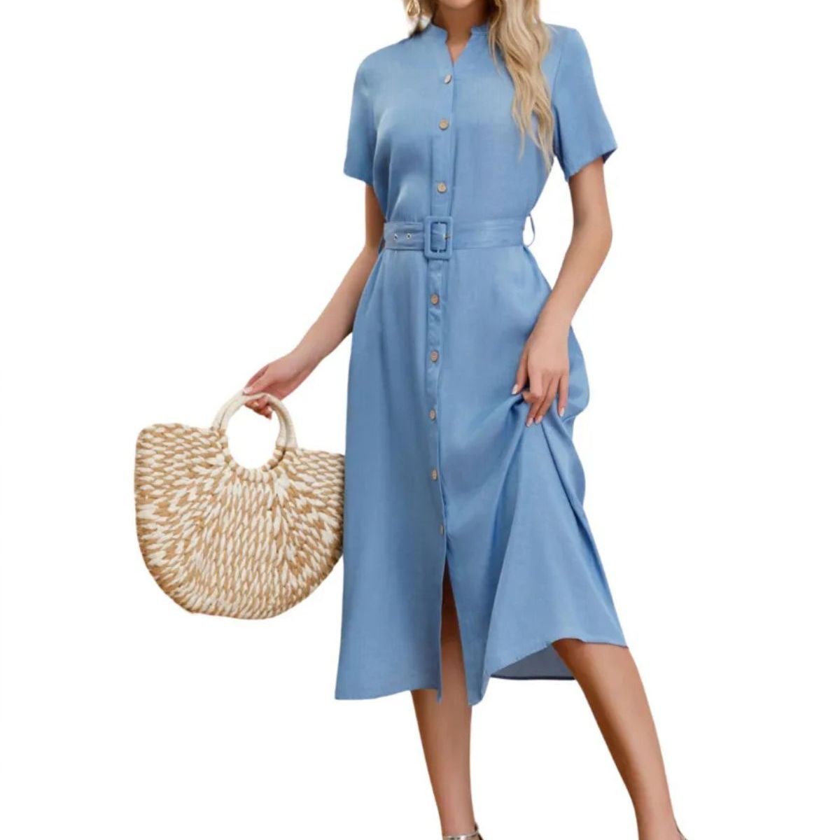 LOOK SHOP - Vestido Largo Primavera Mujer Liso. Tipo Jeans 3323