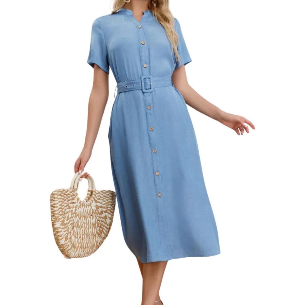 LOOK SHOP - Vestido Largo Primavera Mujer Liso. Tipo Jeans 3323