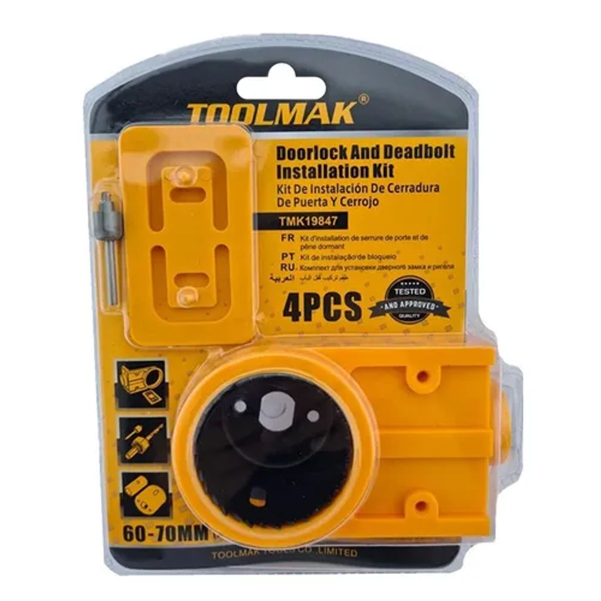 GENERICO - Kit Instalación Cerradura Para Puerta Cerrojo Chapa Toolmak Amarillo