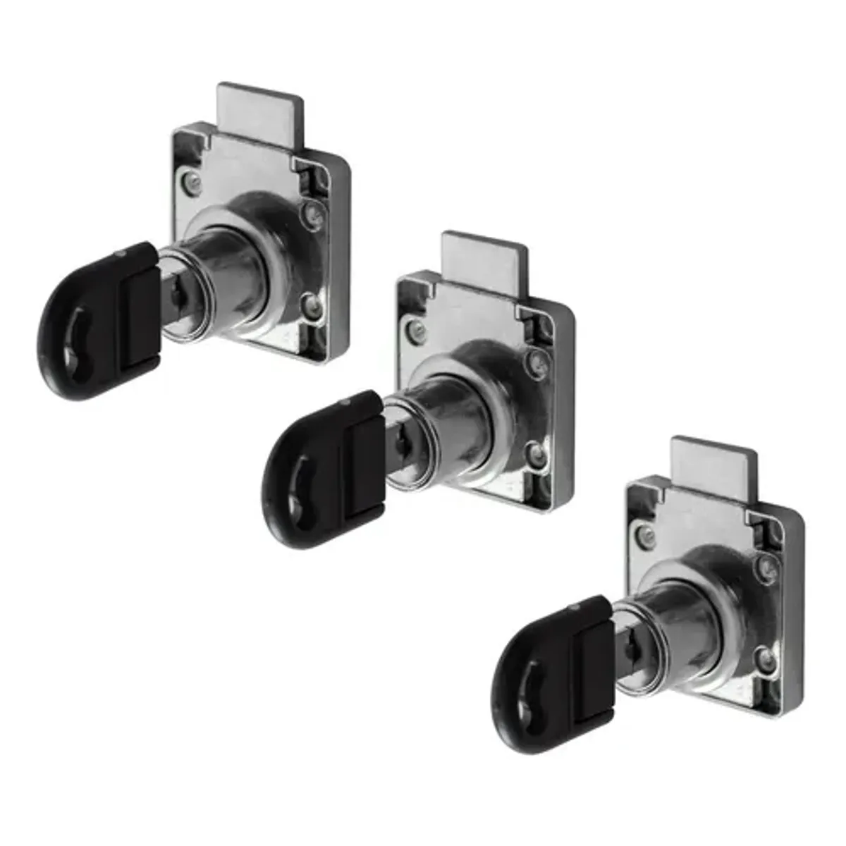 GENERICO - Cerradura Para Cajón - Chapa Para Mueble - 3 Pcs Color Plateado