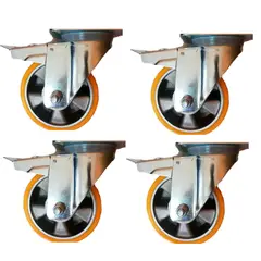 SANPLAST - Pack 4 rueda 125mm 1400kg aluminio freno