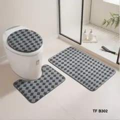 GENERICO - Set de baño 3piezas felpa estilo cuadros