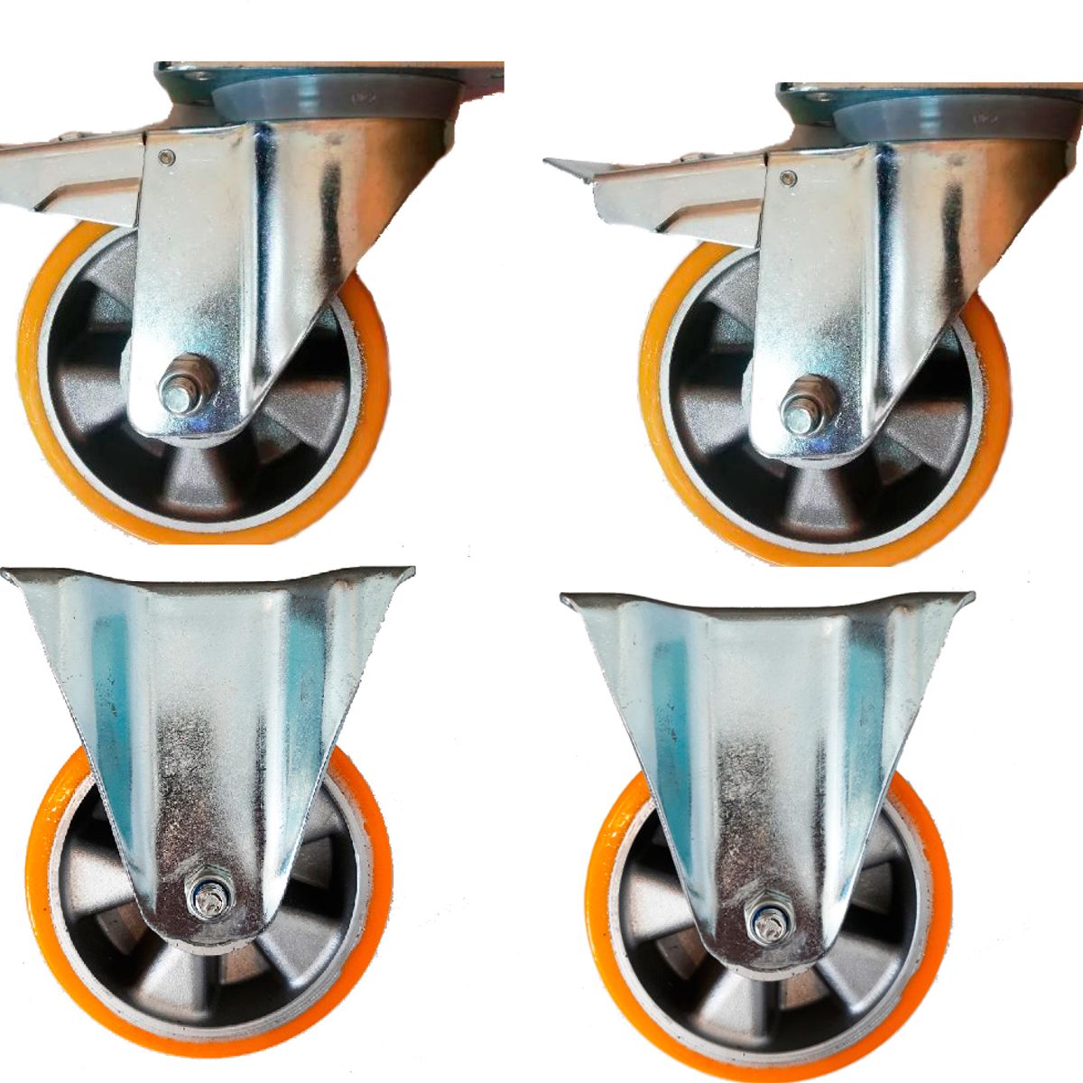 SANPLAST - Pack 4 rueda sanplast 125mm 1400kg giratoria y fijas aluminio