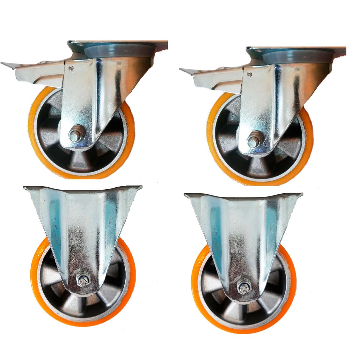 SANPLAST - Pack 4 rueda sanplast 125mm 1400kg giratoria y fijas aluminio